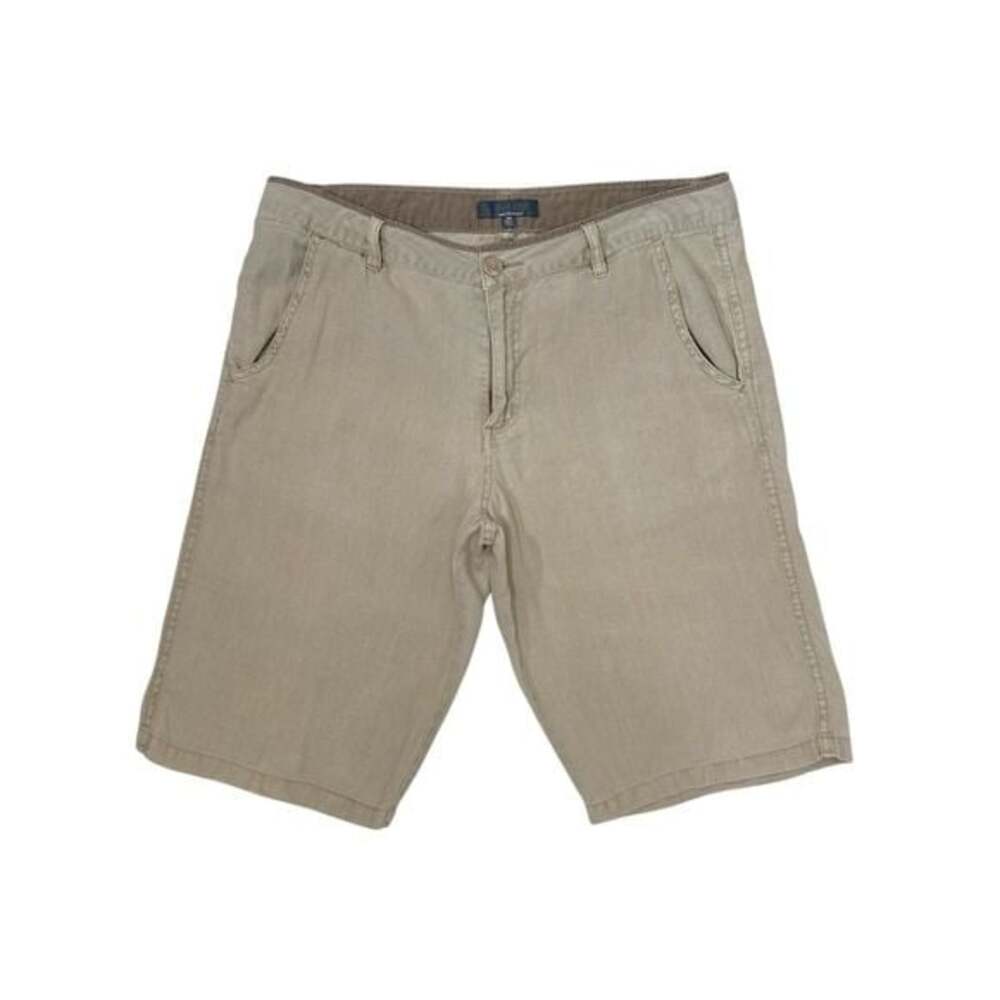 Saks Fifth Avenue GRAY 100% Linen Shorts Mens 34 Beige Quiet Luxury